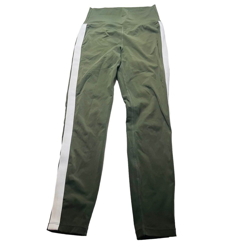 Zyia Active Side Striped High Rise Leggings Size 2 Green Cream - Picture 7 of 10